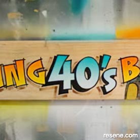 Roaring 40s sign and shelf