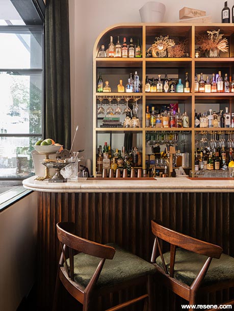 Brown and white bar interior