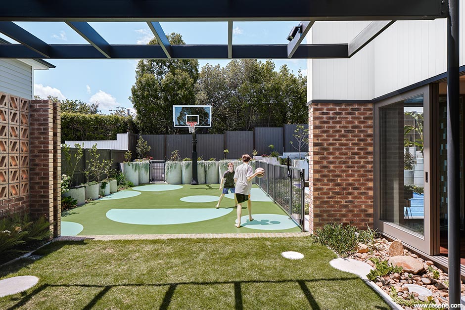 Basketball court mural