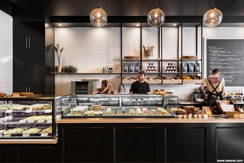 Black and white cafe interior