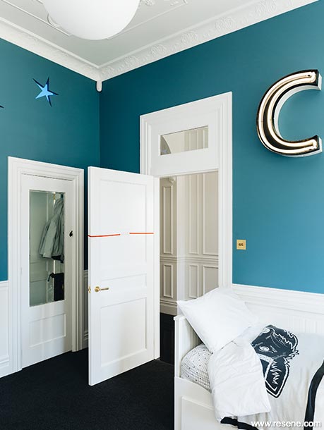 Blue and white child's bedroom