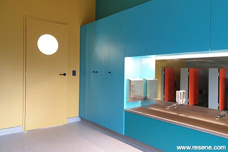 Yellow and blue school interior
