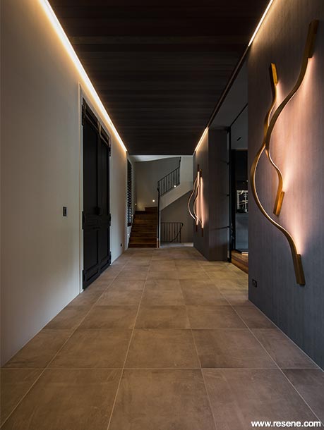 Black and white hallway