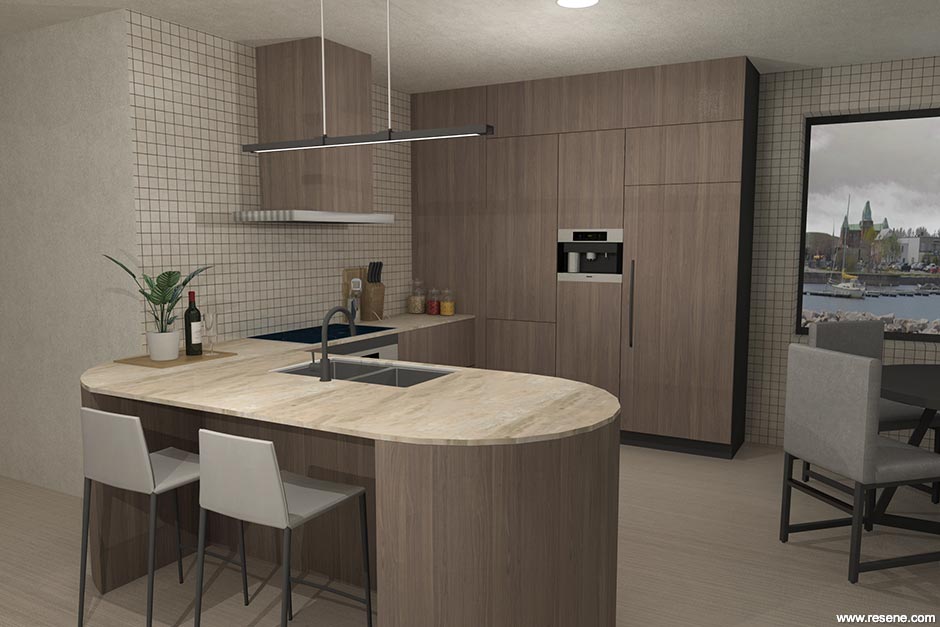 Dark apartment kitchen