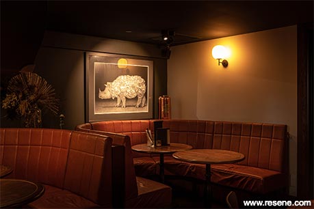 Brown bar booth