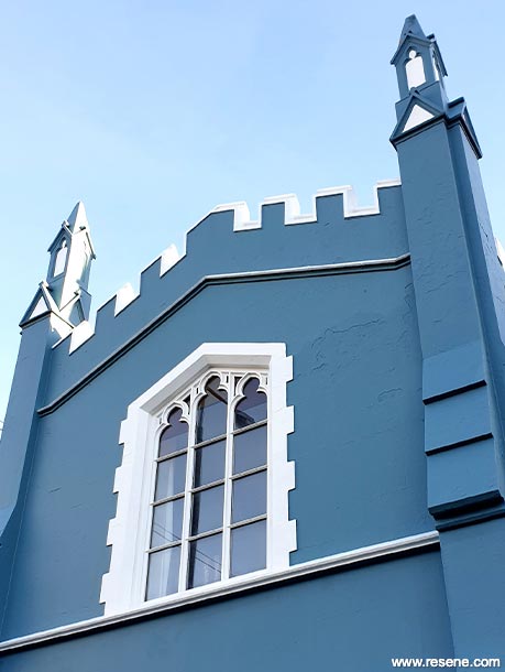 Dark blue apartment exterior