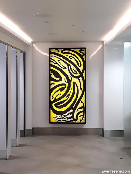 Airport bathroom - colourful art