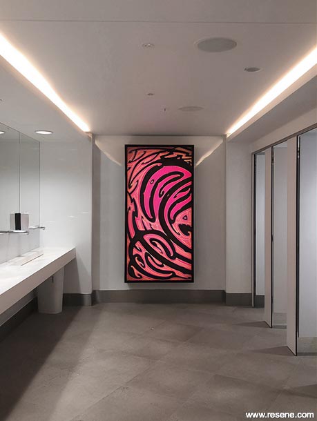 Airport bathroom - art