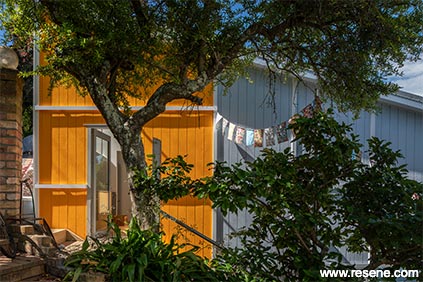 Orange and blue exterior