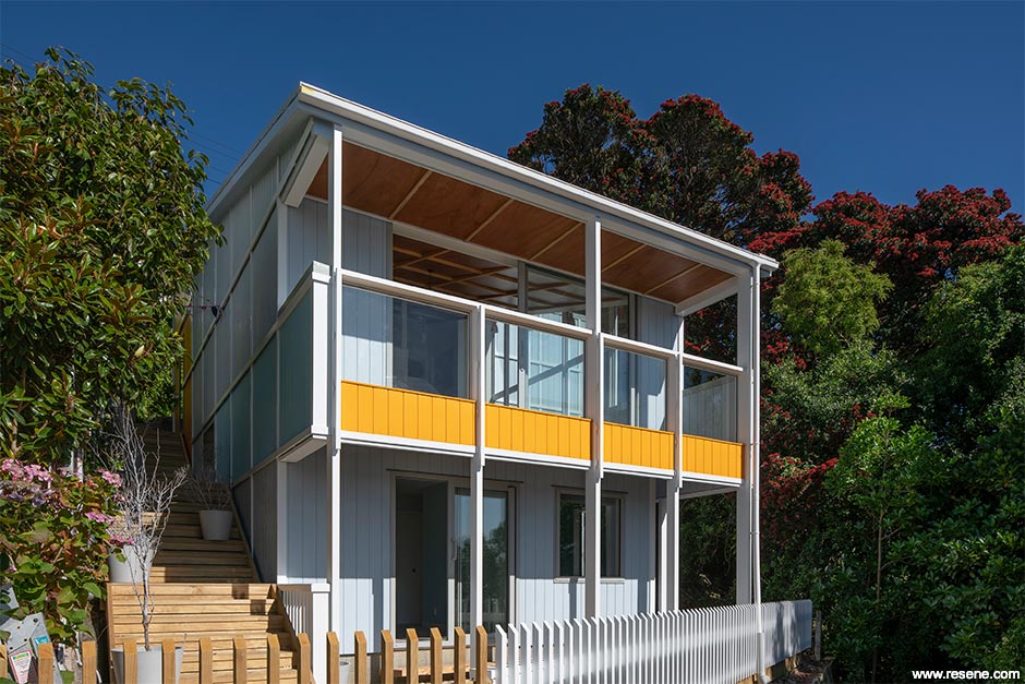 Colourful beach home exterior