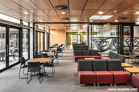 White and green school interior
