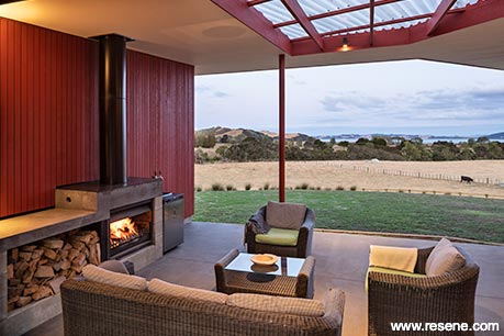 Covered farmhouse patio