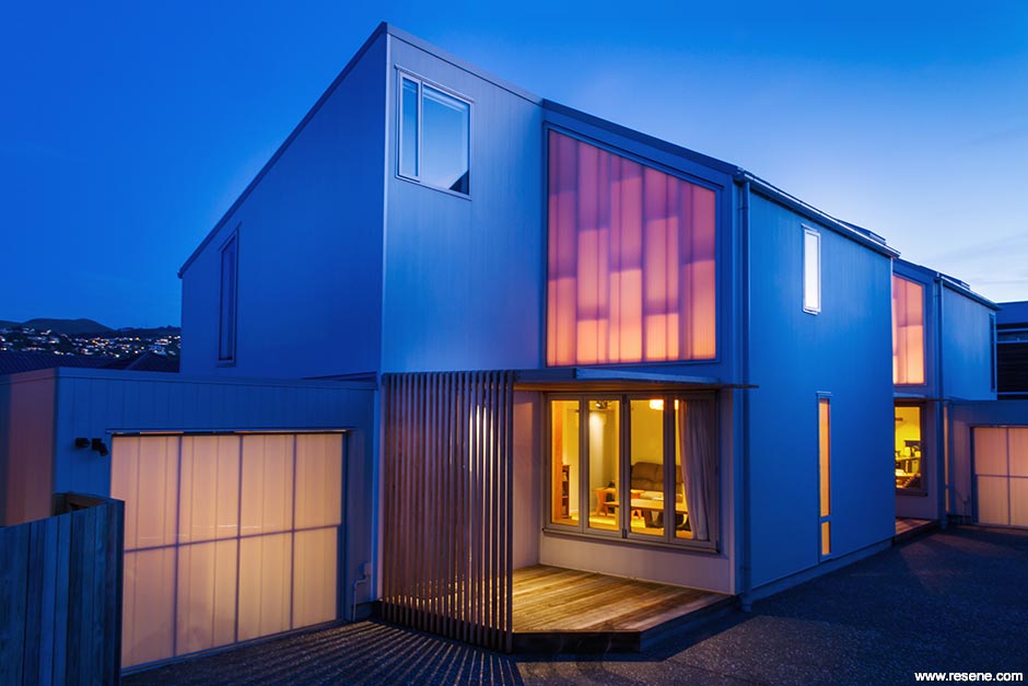 Dark blue home exterior