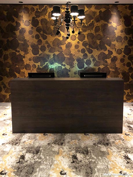 Gold and brown dental office reception