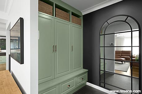 Green and black home interior