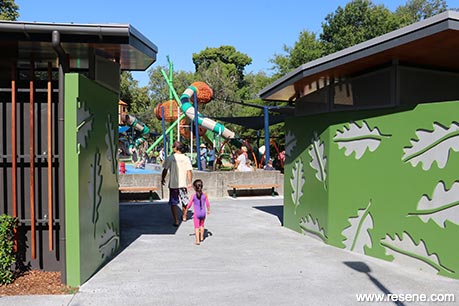 Public toilets - leaf stencil design