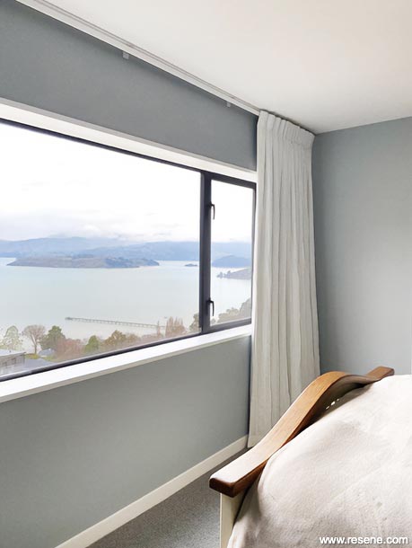 A blue grey bedroom