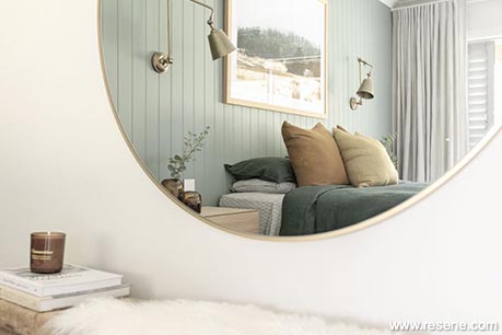 Light green and white bedroom