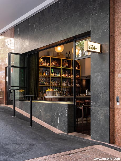 Grey and pink bar exterior