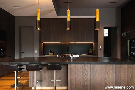 Modern black and brown kitchen