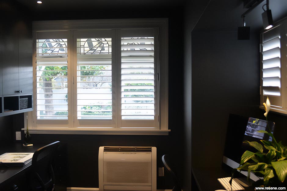 Modern black and white home office