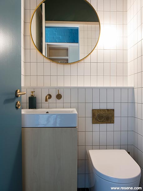 Blue and white bathroom