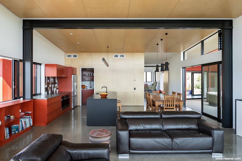 A modern open-plan kitchen and dining room