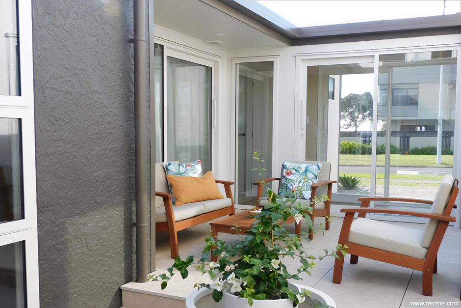 Grey and white patio