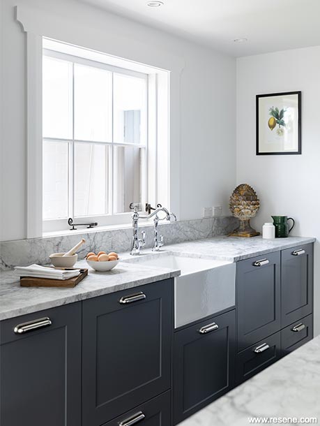 Grey and white kitchen