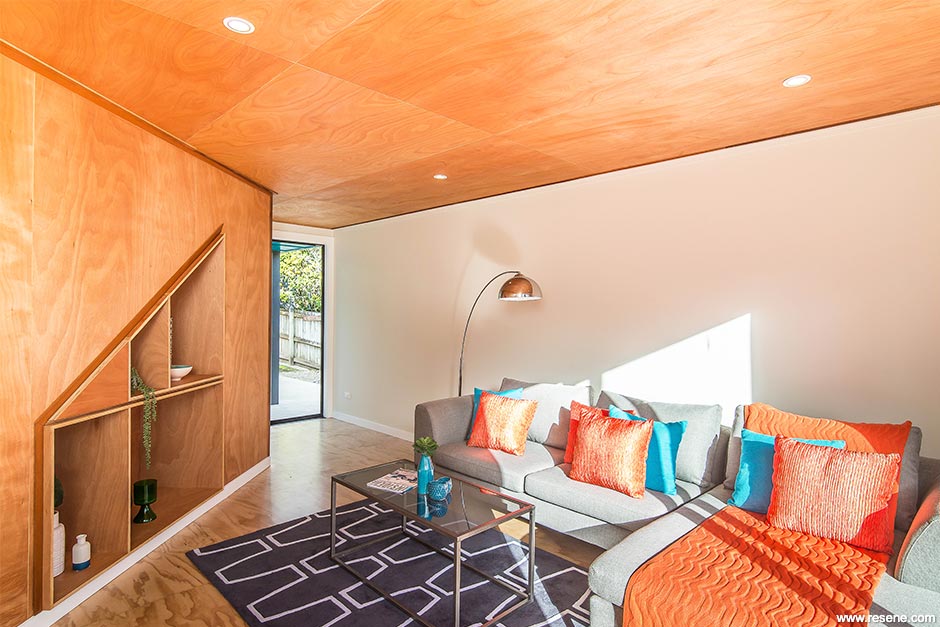 White and timber lounge