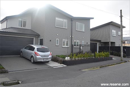Grey townhouse exterior