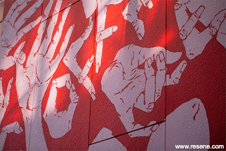Red and pink mural