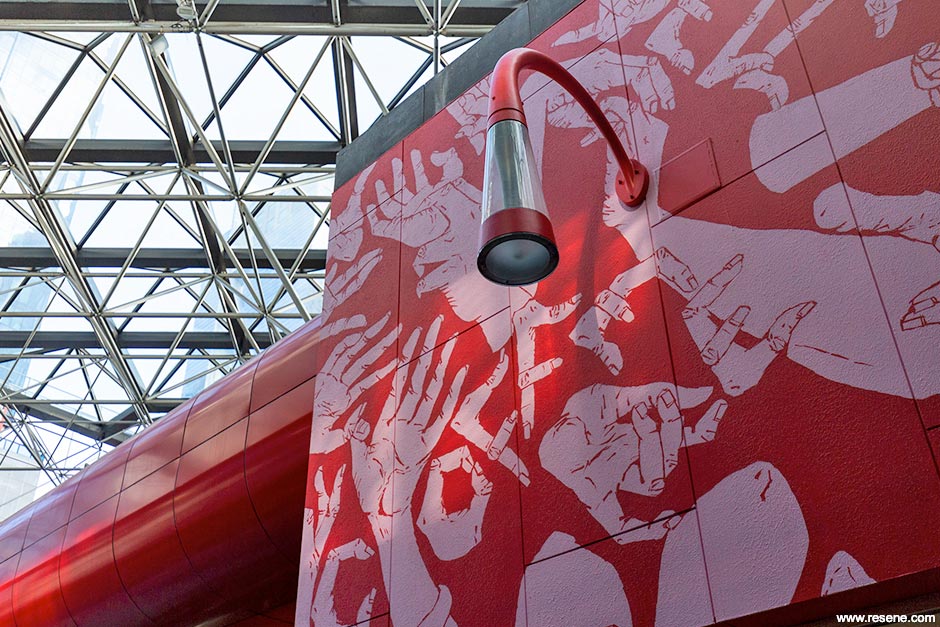 ELLA - red and pink exterior mural