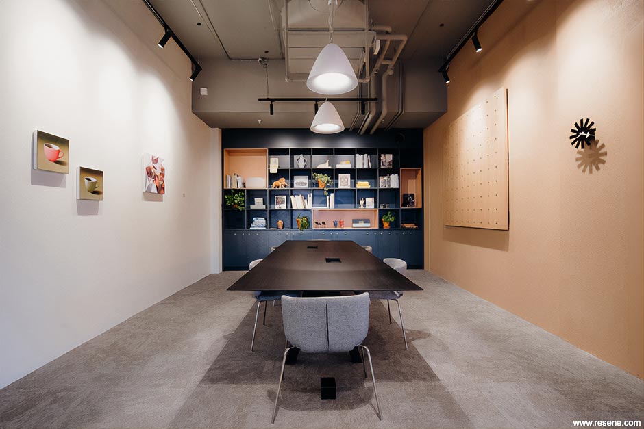 Sienna brown and white conference room