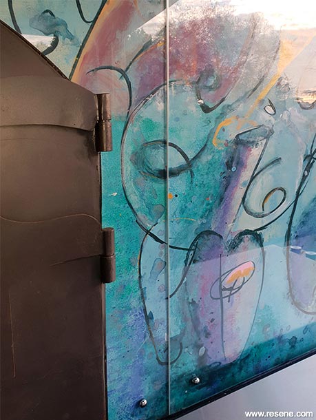 Pizza oven splashback - colourful mural 3