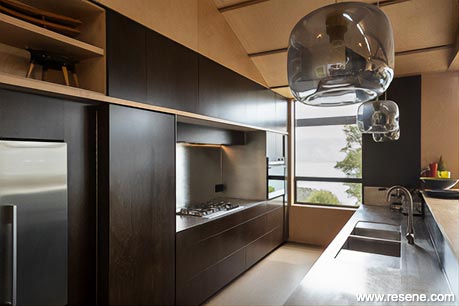 Stained black kitchen