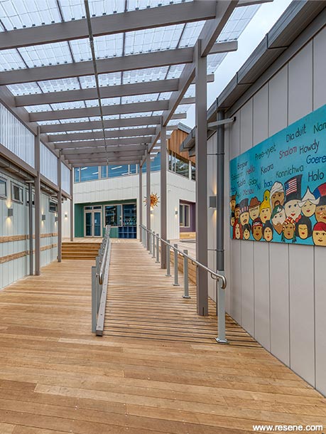 Sheltered school walkway