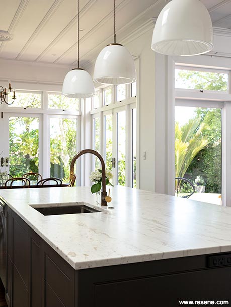 White and black villa kitchen