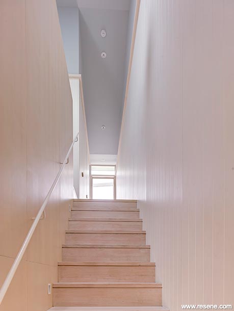 White and blue staircase