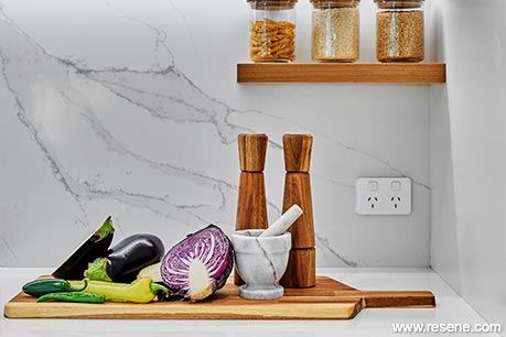 Black and grey kitchen splashback