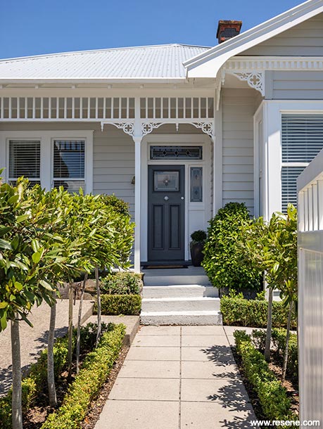 White villa exterior and garden