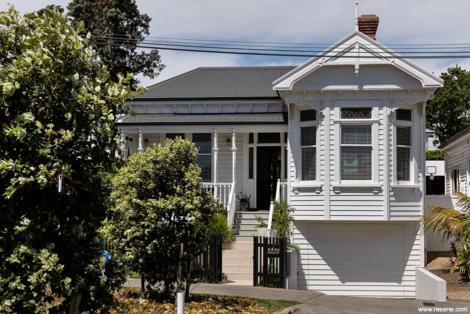 Crisp white villa exterior