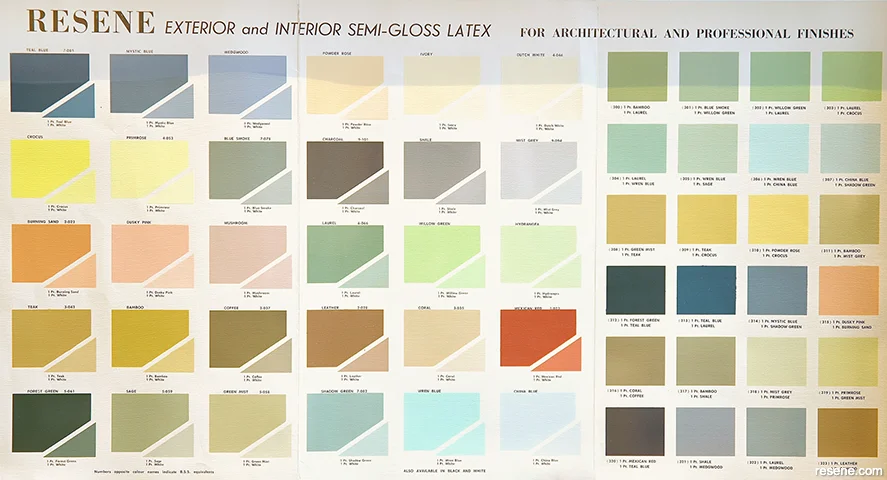 Historical Resene colour chart