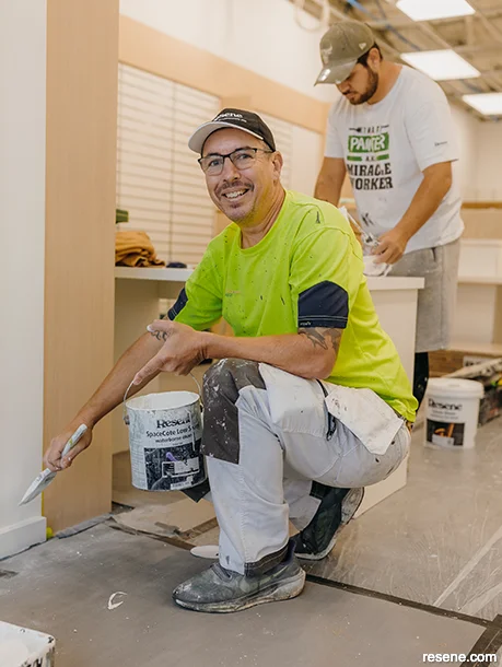 Painter Matthew Woodfield on site