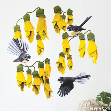 Fantails in Kowhai