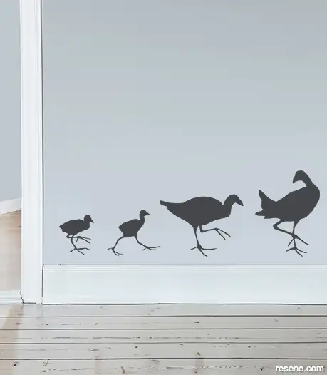 Bird Walk decal in Resene Foundry