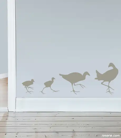 Bird Walk decal in Resene Lemon Grass