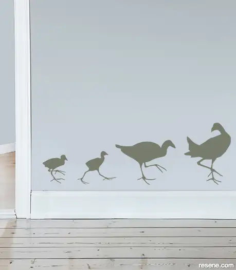 Bird Walk decal in Resene Paddock