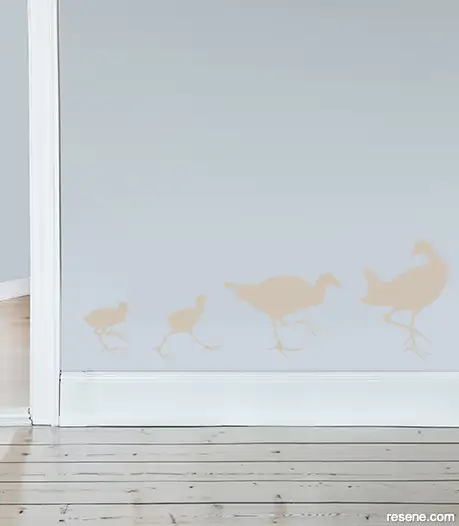 Bird Walk decal in Resene Spanish White