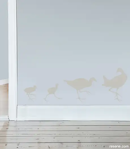 Bird Walk decal in Resene Triple Sea Fog